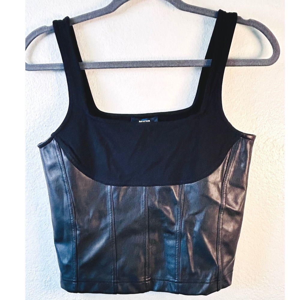 Maeve Anthropologie Faux Leather Vampy Moto Streetwear Whimsgoth Crop Top SZ S